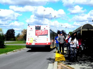 Loyalist students arrive at school Wednesday afternoon on Belleville transit 