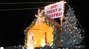 BELLEVILLE– One float at Belleville's Santa Clause parade reminds people of the meaning of Christmas Photo by: Katy Burley