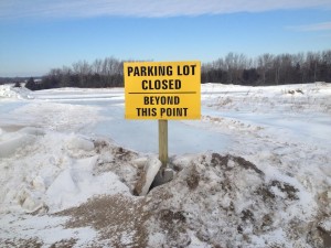 Due to extreme icy conditions a parking lot at the college is closed.