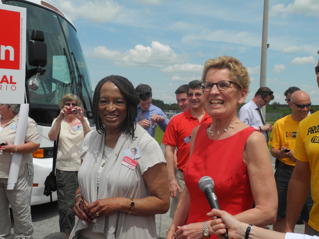 BELLEVILLE - Liberal candidate Georgina Thompson and Kathleen Wynne greet supporters in Belleville on Tuesday.  Photo by Suzanne Coolen