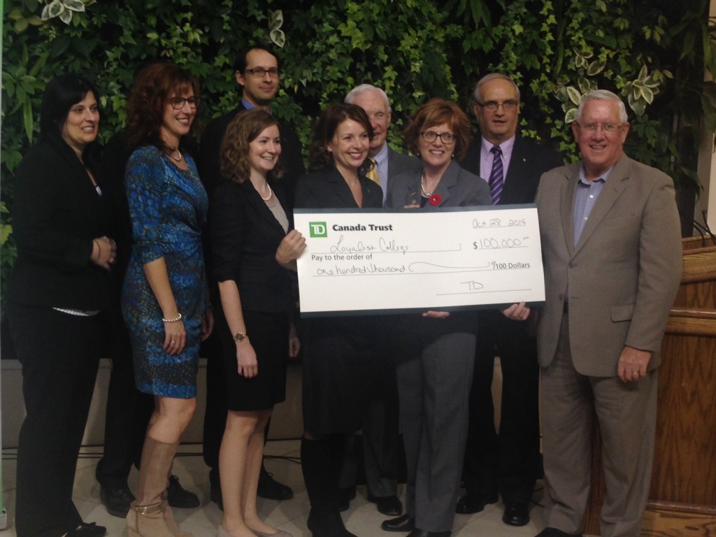 TD Bank group donates $100,000 to Campaign for Loyalist College. Photo by LaShaina Blair-White. 