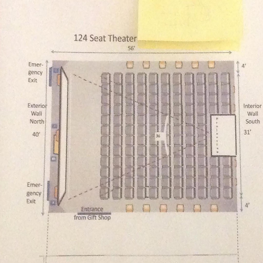 The basic layout of the 124 seat theatre. Courtesy of the National Air Force Museum Foundation.
