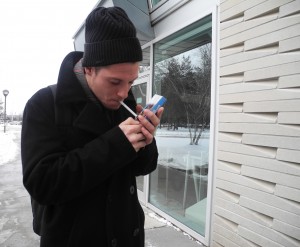 Kyle Verner, a student at Loyalist College, has been smoking for the past 10 years. Photo by Stephanie Clue, QNet News.