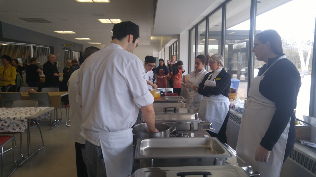 Loyalist culinary students help to prepare the soups as guests line up to buy their ticket to be served. This year saw multiple food banks in the area participating in the event.