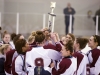 BELLEVILLE, Ont. (5/3/12) - The team celebrates with the trophy after the St. Theresa Titans topped the Moira Knights in the COSSA championship game in Belleville Ontario Monday March 5. CJ Tipping took a shot that made it's way to the back of the net with just 12.1 seconds left on the clock in the third period finally solving Knights goaltender Bre Bunnett after peppering her with shots throughout the game. Photo by Andre Lodder