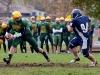 Chargers quarterback #1 Dylan Stavely-Watson scrambles as he tries to aviod a Quinte defender. Stavely-Watson only played in the first half of Centennials 31-7 semi-final victory over Quinte on Friday.
Photo by Andrew Mendler