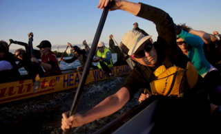 BELLEVILLE, Ont. (15/09/11)â Quinte "Heat" paddles hard along the Bay of Quinte during one of their grueling practice sessions Thursday. This internationally renowned team is training for the World Championships to be held in Hong Kong next summer. If the "Heat" wins the world championship,  it will be one of two teams in Canada to win back to back world champion three times in a row. Photo by Brynn Campbell.