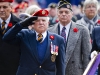 BELLEVILLE, Ont. (11/11/11) - A World War II veteran stands on guard during the Remembrance Ceremony at Memorial Park on Station Street in Belleville, Ontario, on November 11, 2011. The ceremony was held from 11 o'clock until 12, honouring people who have and are currently serving our country in the military. Photo by Megan Voss.