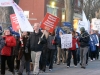 (BELLEVILLE) 11-12-2012 - The rally of solidarity marches from the education center and heads to the streetsto spread their message. Derek Watt (black coat in the front) is a teacher at Prince Charles Public School in Belleville, and came to the rally to express his support. Photo by Keenan Weaver