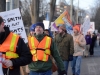 (BELLEVILLE) 11-12-2012 - Rally "marshalls" lead the pack to Dundas Street, calling cheers of "Hey hey, ho ho, Bill 115 has got to go. Photo by Keenan Weaver.