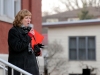 (BELLEVILLE) 11-12-2012 - Local ETFO president Karen Fisk addresses the crowd of teachers and support staff to start off Tuesday's rally for solidarity. Photo by Keenan Weaver