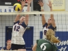 Lancers LeeAnne Jeffs and Amy Parker block the ball. Photo by Taylor Renkema.