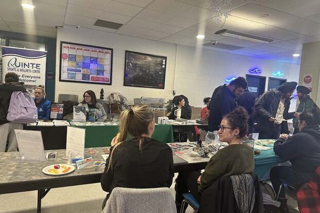 different booths providing information to students.